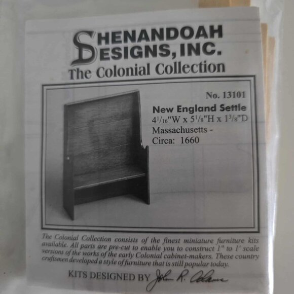 NWT The Colonial Collection New England Settle Dollhouse Miniature Kit - Picture 4 of 4